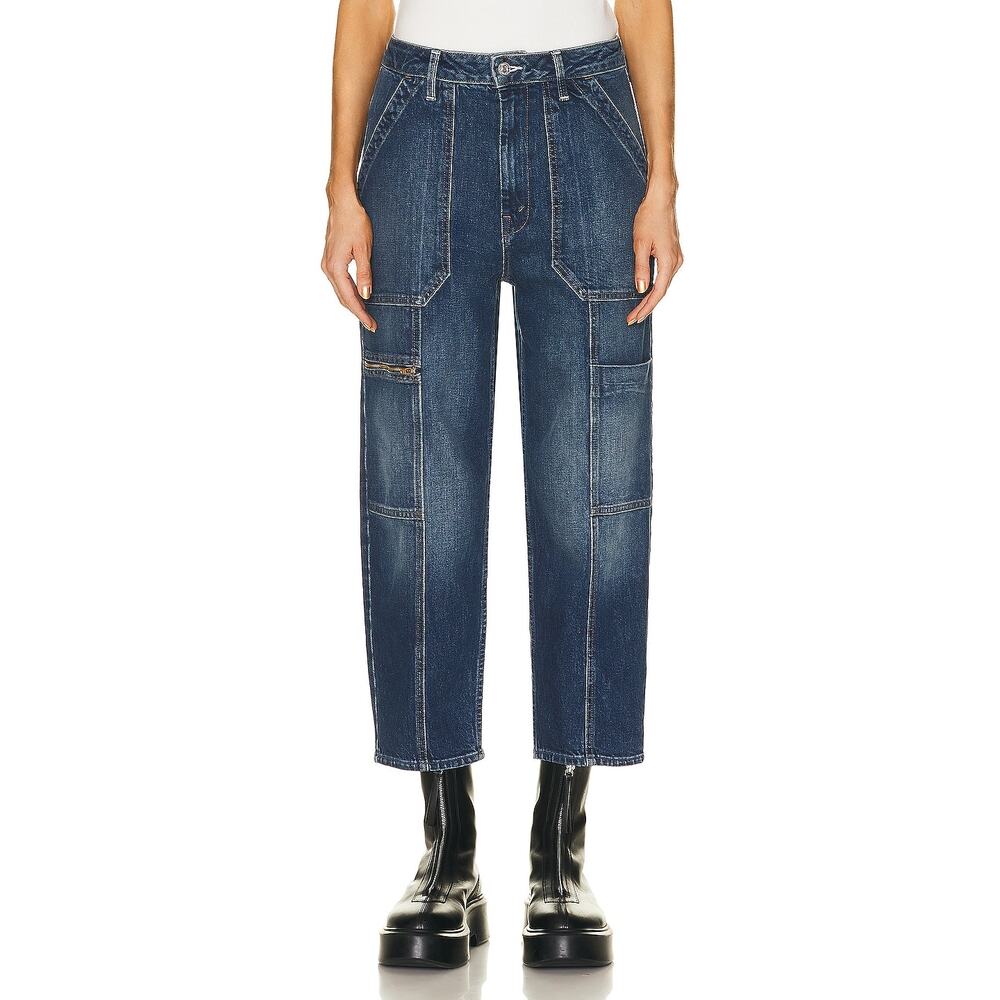 Mother Superior Private Zip Pocket Jeans Mile High Blue Cargo High Rise Sz 27‎